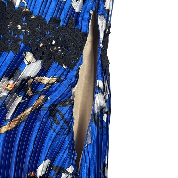 FOXIE DOX CARMELLA BLUE FLORAL PLEATED LACE MINI DRESS - Picture 10 of 14